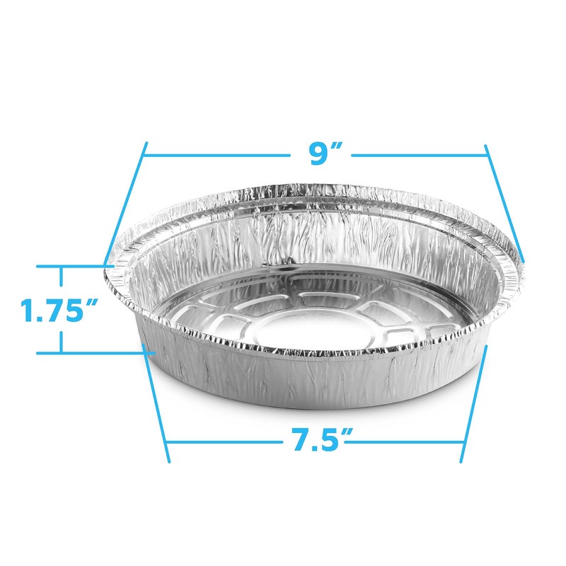 MontoPack 9â€ Round Aluminum Foil Pans | Disposable Containers with Straight Walls for Storing, Serving, Baking & Reheating | Freezer and Oven Safe, Recyclable, USA-Made | 50-Pack of Tins for Meal Prep - Image 2